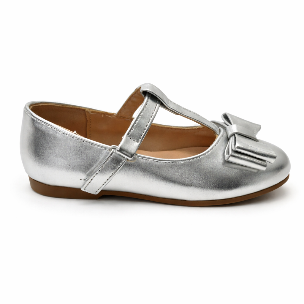 Ballerines argentées avec nœud