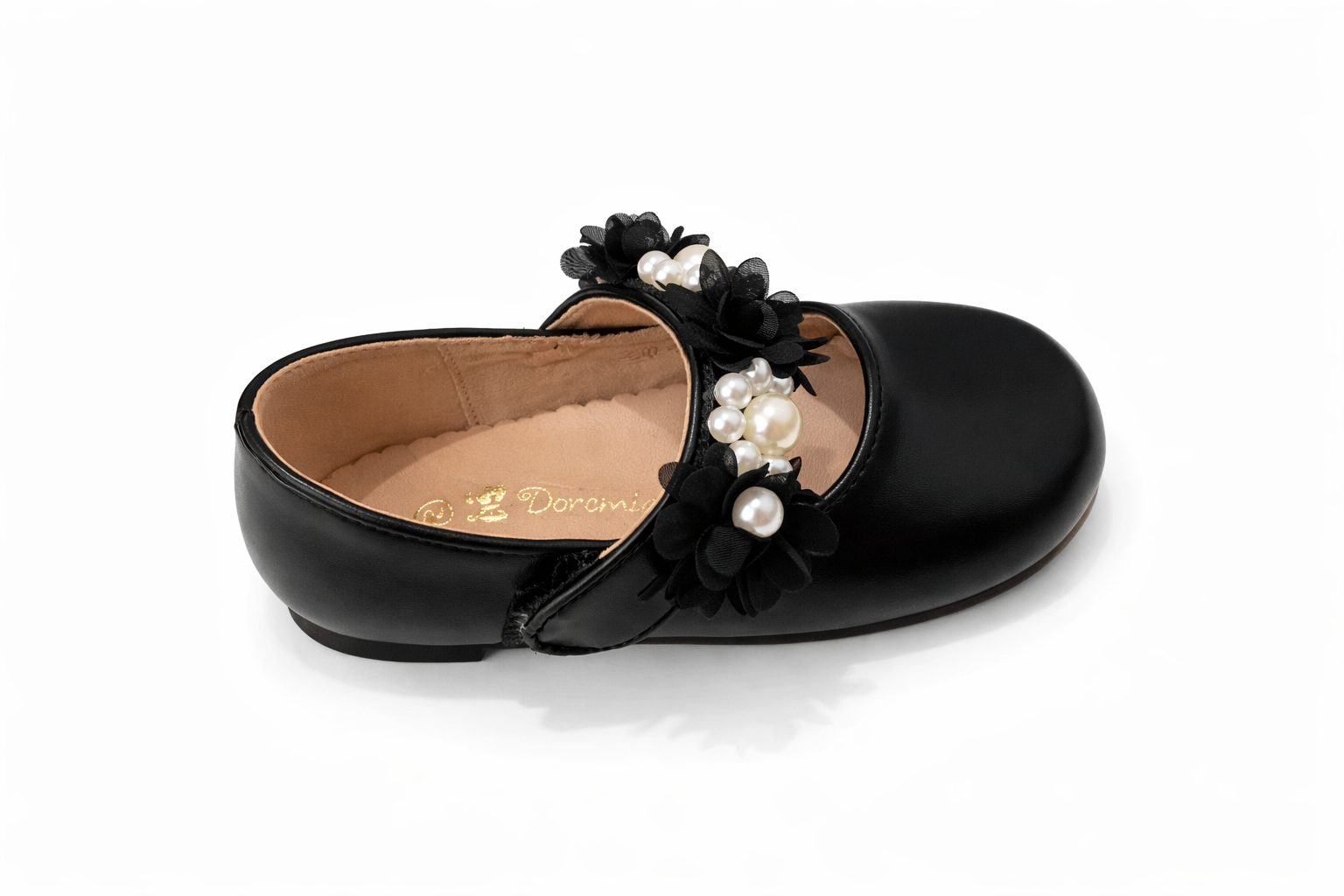 Chaussures Fille Élégantes Noires – Perles & Fleurs
